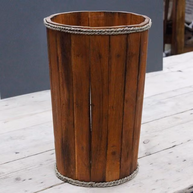KDMD Large Nautical Brown Wood Display Tub, W: 45 cm, D: 32 cm, H: 32 cm – 1