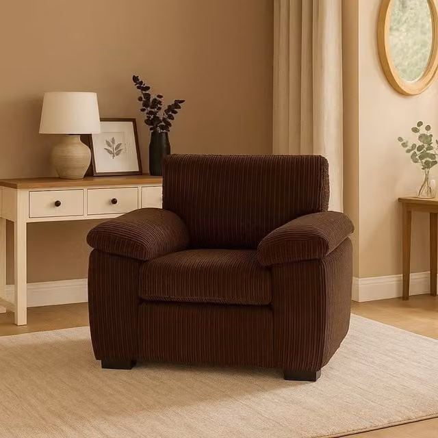 SquareBoxx Capri Jumbo Cord Fabric Sofa in Chocolate Brown