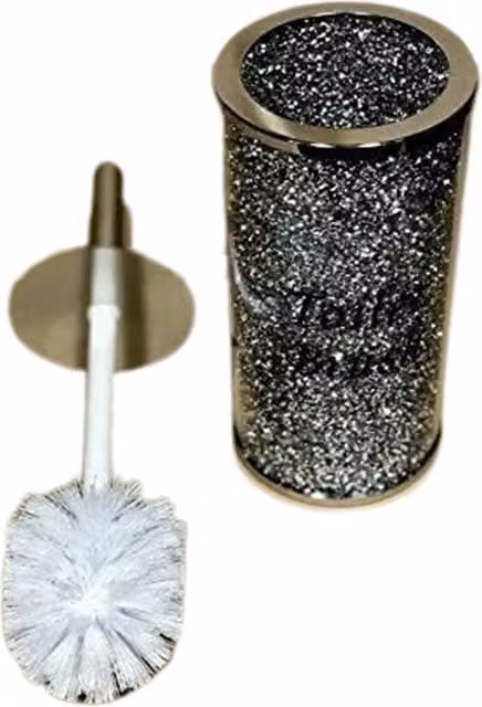 DEENZ Silver Crushed Diamond Freestanding Toilet Brush Holder with Brush