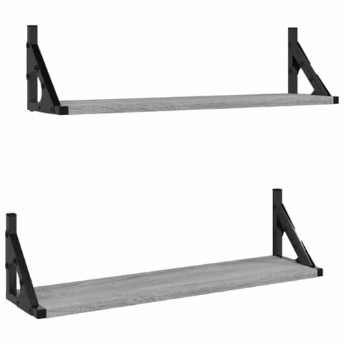 vidaXL Set of 2 Wall Mounted Shelves in Grey Sonoma, W: 60 cm, D: 15 cm, H: 15.5 cm – 1