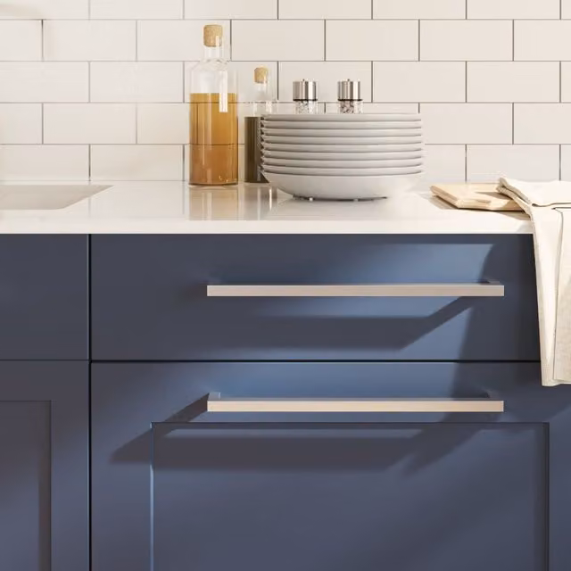Berkfield Home 10 Pack Silver Brushed Stainless Steel Bar Cabinet Handles, Length: 32 cm