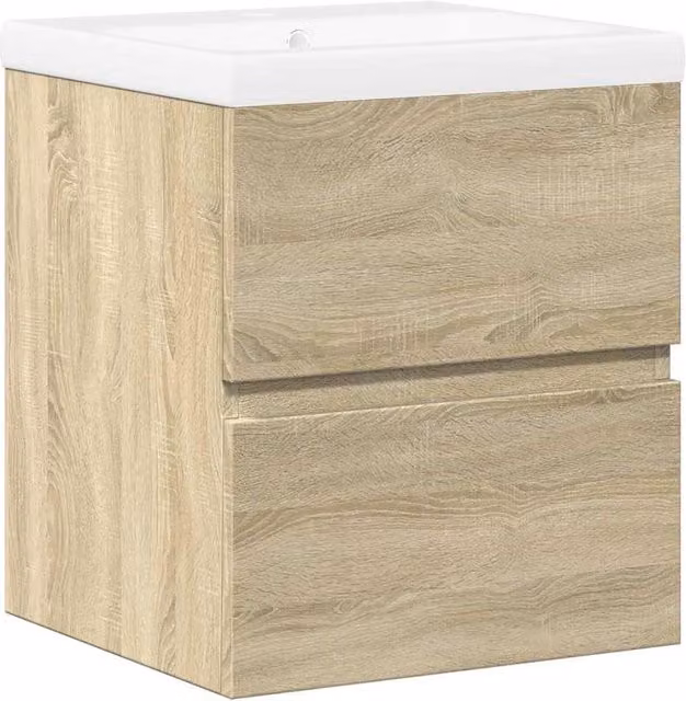 Berkfield Home 2 Piece Modern Bathroom Furniture Set in Sonoma Oak and Beige