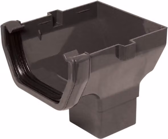 FloPlast Square Gutter Stopend Outlet, 114mm, Anthracite Grey