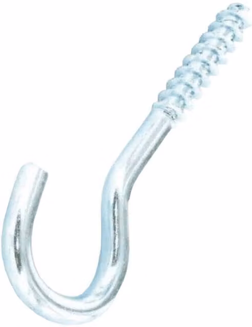 Securit Zinc Plated Screw Hooks in Silver, Pack of 2