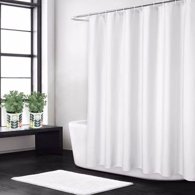 London Boutique Waterproof Polyester Shower Curtain in White, W: 182.88 cm, H: 198.12 cm – 1