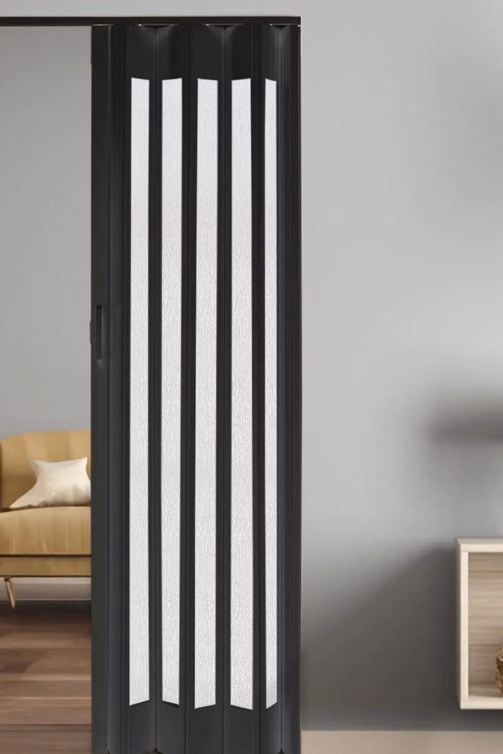 Living and Home Black Transparent PVC Accordion Folding Door H: 203.0 cm, W: 81.0 cm – 2