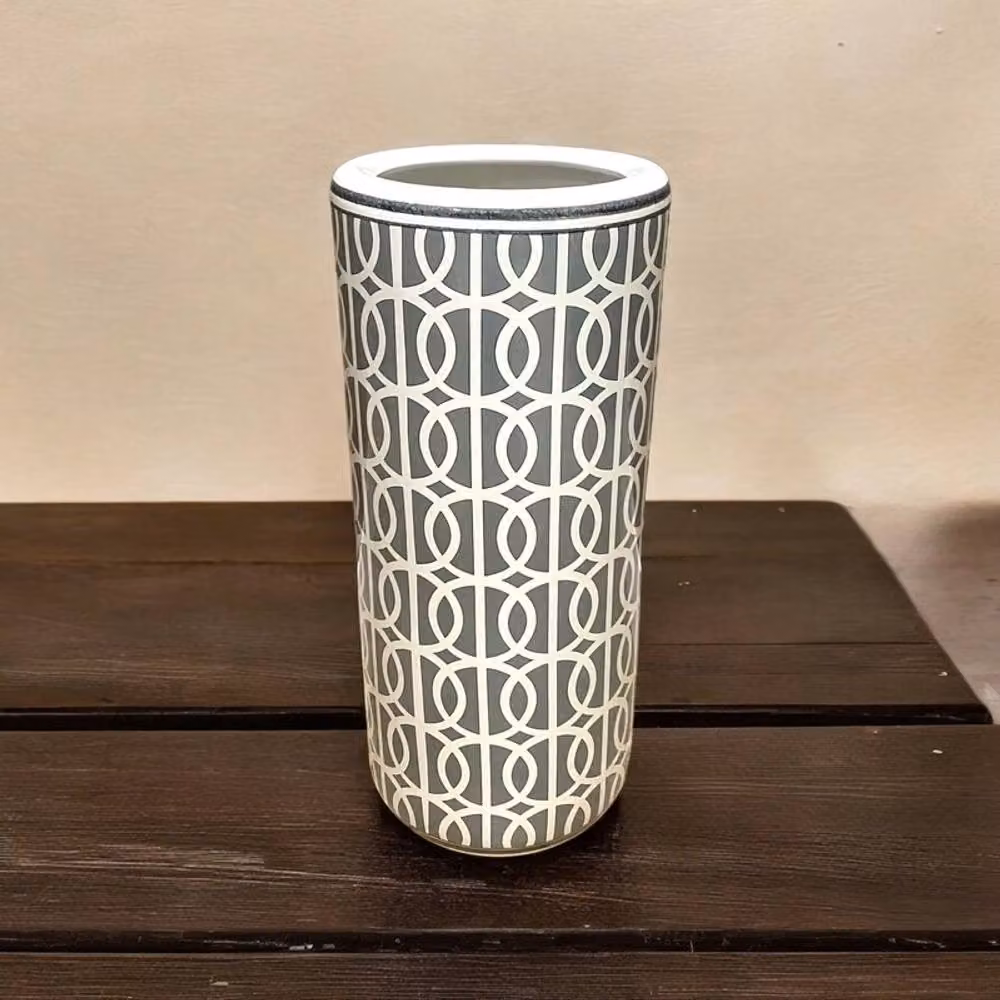 Minster Ceramic Circles Pattern Design Umbrella Stand in Grey and White, W/D/H: 20 x 20 x 46 cm – 3