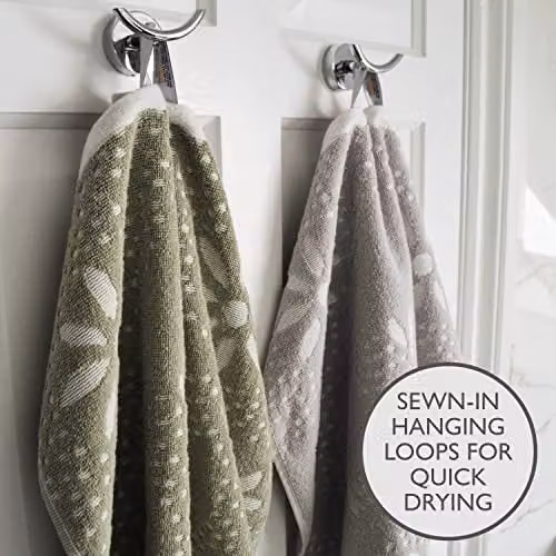 Allure Bath Fashions Floral Patterned Cotton Terry Bath Sheet in Green, W/D/H: 90 x 150 cm – 7