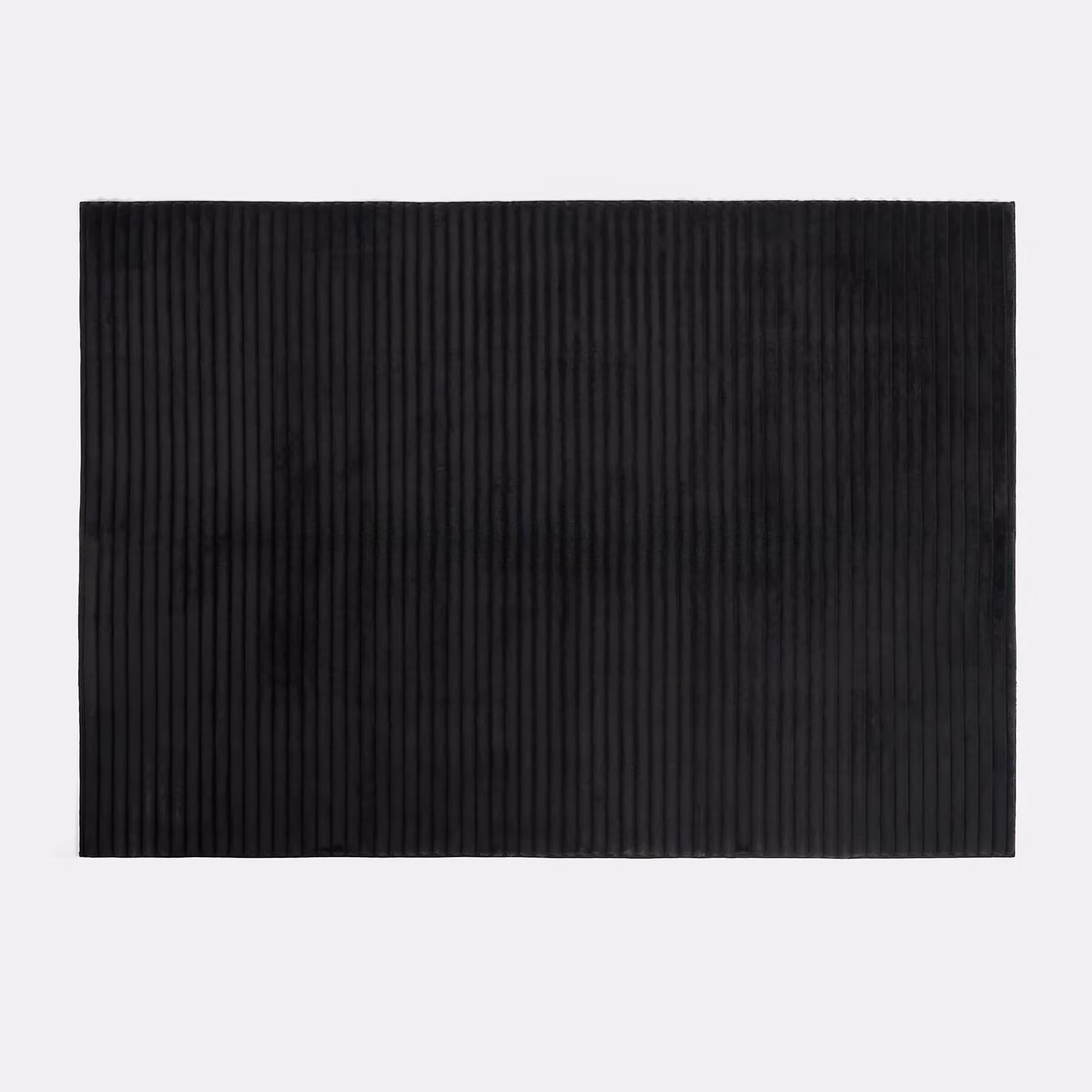 OHS Black Faux Fur Ribbed Rug, Anti-Slip Luxury Carpet, W: 160 cm, L: 230 cm – 3