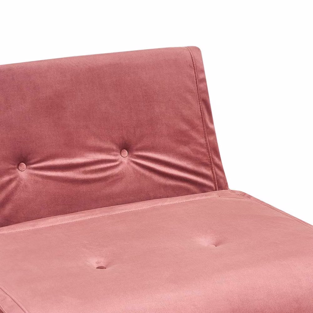 Wyld and Coco Pink Velvet 1-Seater Fold-Out Sofa Bed with Gold Legs – 5
