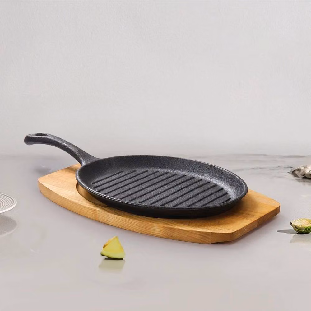 PAWNORA Cast Iron Sizzler Steak Plate Griddle Grill Pan, Black – 4