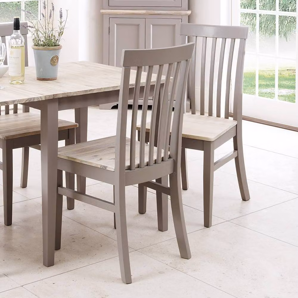 Statement Furniture Florence Highback Dining Chairs with Acacia Wood Seat, Set of 2, Grey, W45 x D53 x H94 cm – 3