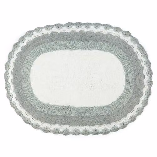 Allure Bath Fashions Vintage Oval Crochet Bath Mat, Grey, 100% Cotton, W: 50 cm, D: 80 cm