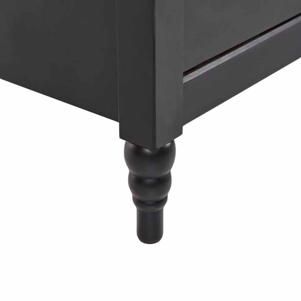 Wyld and Coco Matte Black 2-Drawer Pine Wood Nightstand – 6