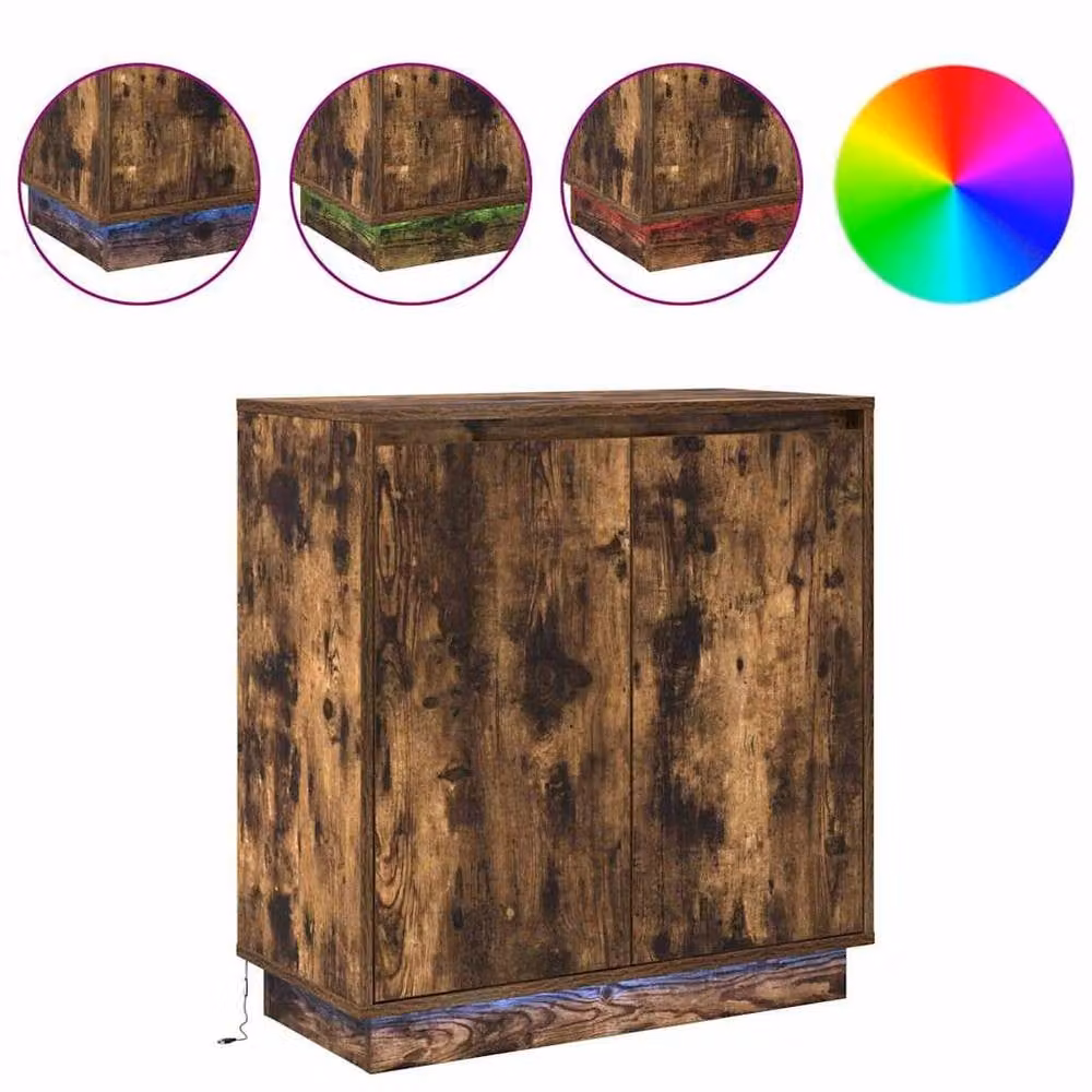 Berkfield Home Modern Sideboard with Integrated LED Lighting in Smoked Oak Brown, W/D/H: 71 x 34.5 x 75 cm – 3