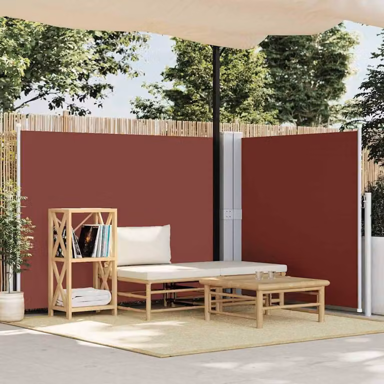 Berkfield Home Retractable Side Awning in Brown and Burgundy, W/H: 1000 x 140 cm