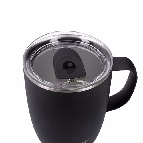 S'well Stainless Steel Vacuum Insulated Travel Mug with Handle, Black, 350ml – 2