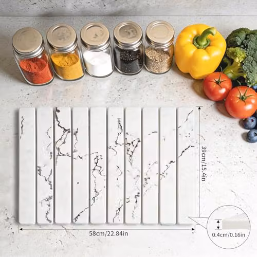 Resmo Super Absorbent Diatomaceous Earth Dish Drying Mat, White and Grey, W: 60 cm, D: 40 cm – 2