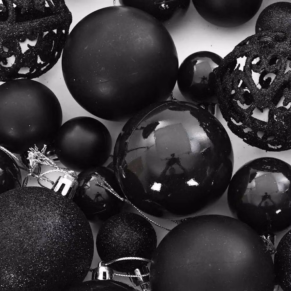 Berkfield Home 111 Piece Black Christmas Bauble Set with Stars, Snowflakes and Geometric Pendants – 4