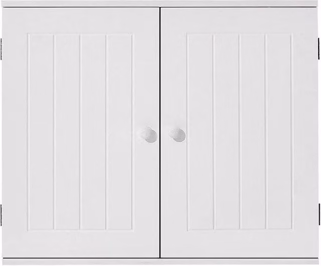ERGOVEXA White Matt Wall Mounted Bathroom and Kitchen Hanging Storage Cabinet with Hinged Doors and Internal Shelves