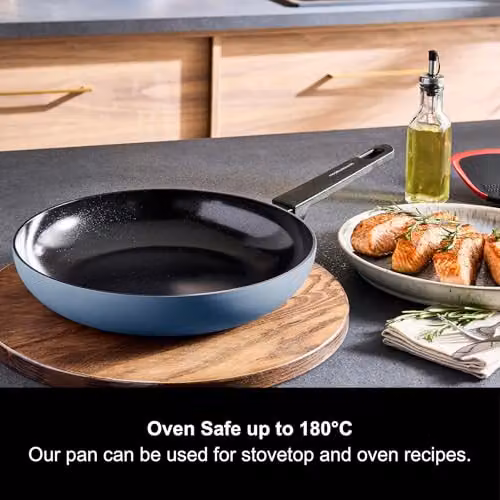 Morphy Richards Blue Aluminium Frying Pan with Ceramic Coating, 28cm, Oven Safe – 4