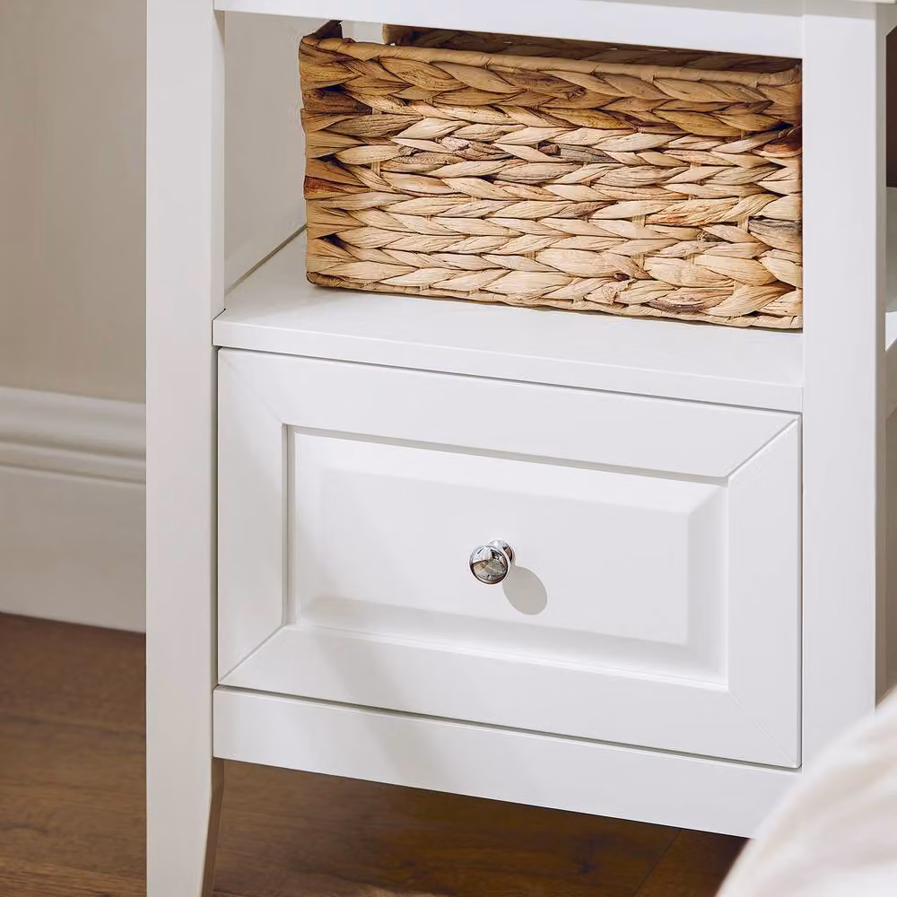 SoBuy Modern White MDF Nightstand with Single Drawer and Open Shelf – 3