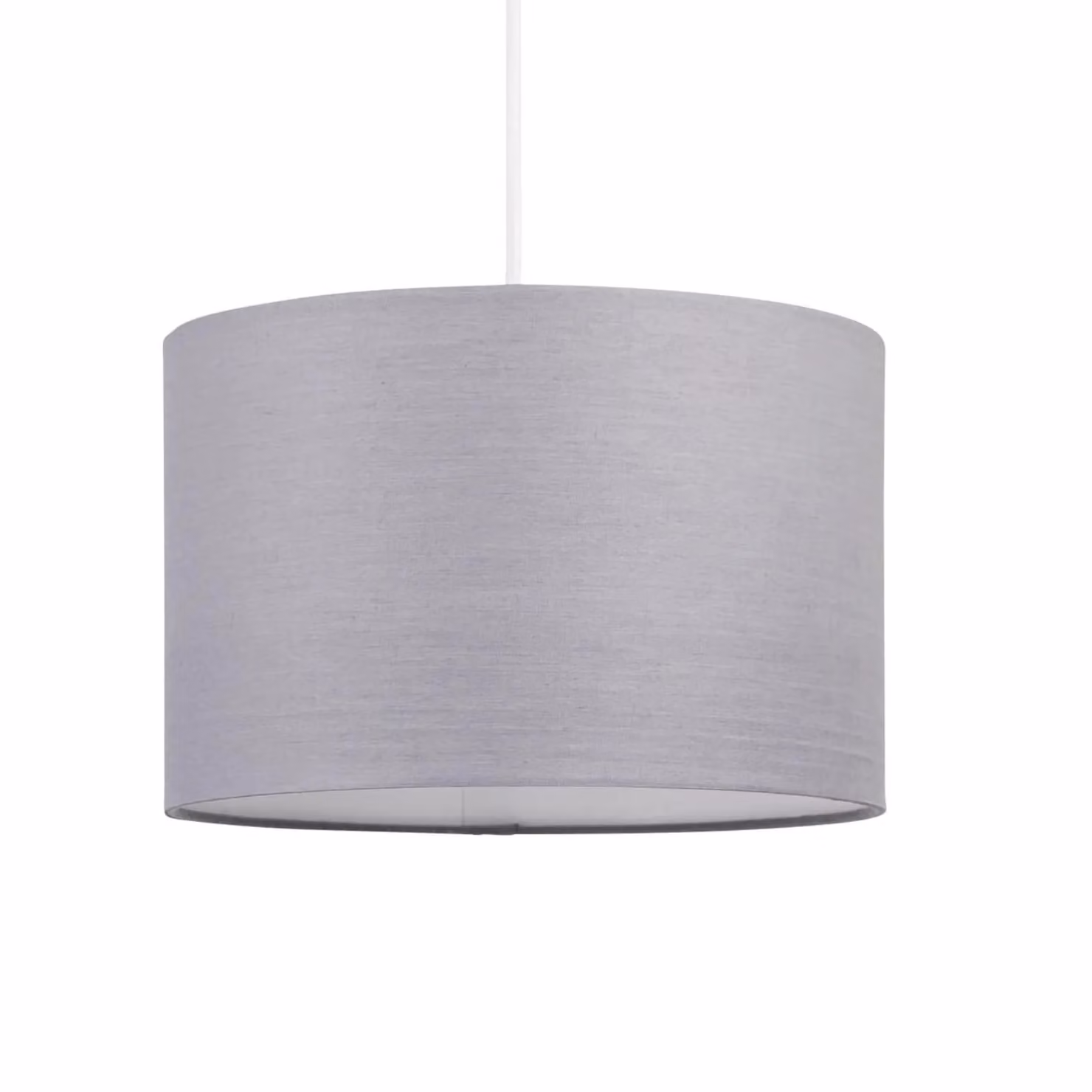 First Choice Lighting Set of 2 Grey Fabric Cylinder Ceiling Light Shades, Diameter: 25 cm – 2