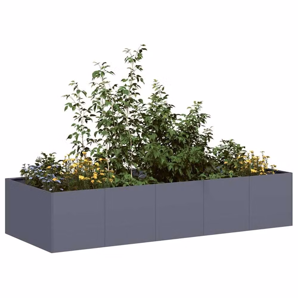 Berkfield Home Steel Planter Tub in Anthracite, W: 200 cm, D: 80 cm, H: 40 cm – 2