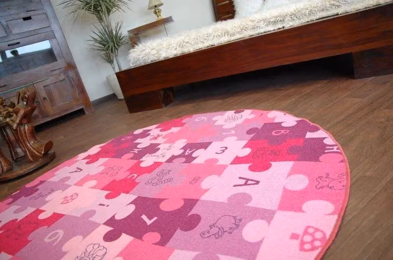 RugsX Circle Puzzle Round Patchwork Rug in Purple, Diameter: 150 cm – 2