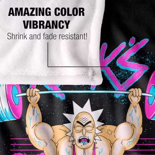 LOGOVISION Rick and Morty's Gym Silky Touch Super Soft Fleece Throw Blanket, Multicolour, W: 91.44 cm, L: 91.44 cm – 3