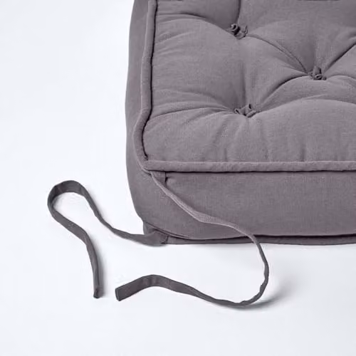 Homescapes Charcoal Grey Cotton Dining Chair Booster Cushion, W/D/H: 40 x 40 x 10 cm – 4