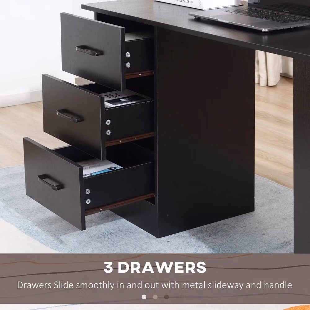 Havendro Modern Black Computer Desk with Storage, W/D/H: 120 x 60 x 72 cm – 4