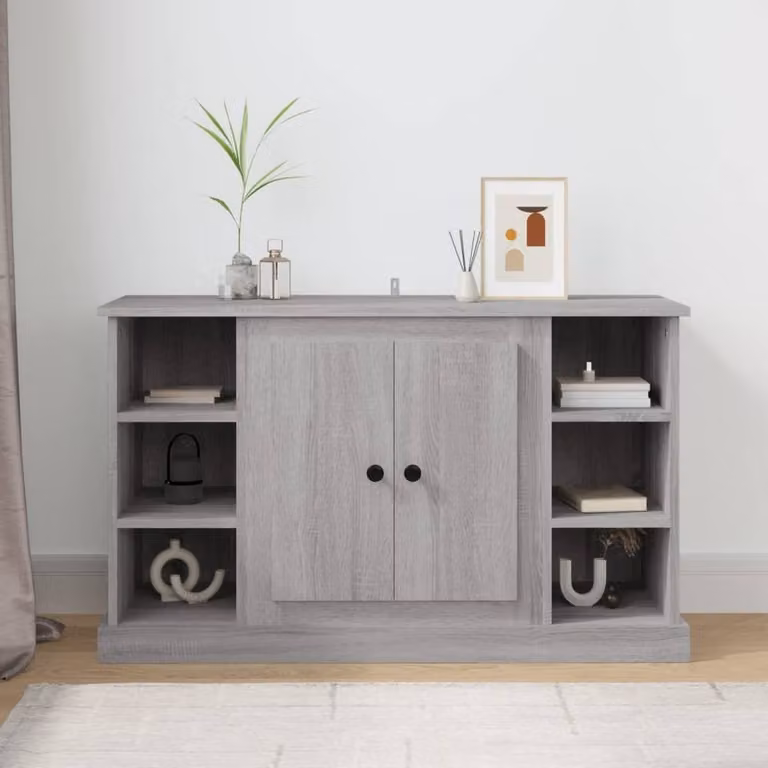 Berkfield Home Grey Sonoma Modern Sideboard in Matt MDF, W/D/H: 100 x 35.5 x 60 cm