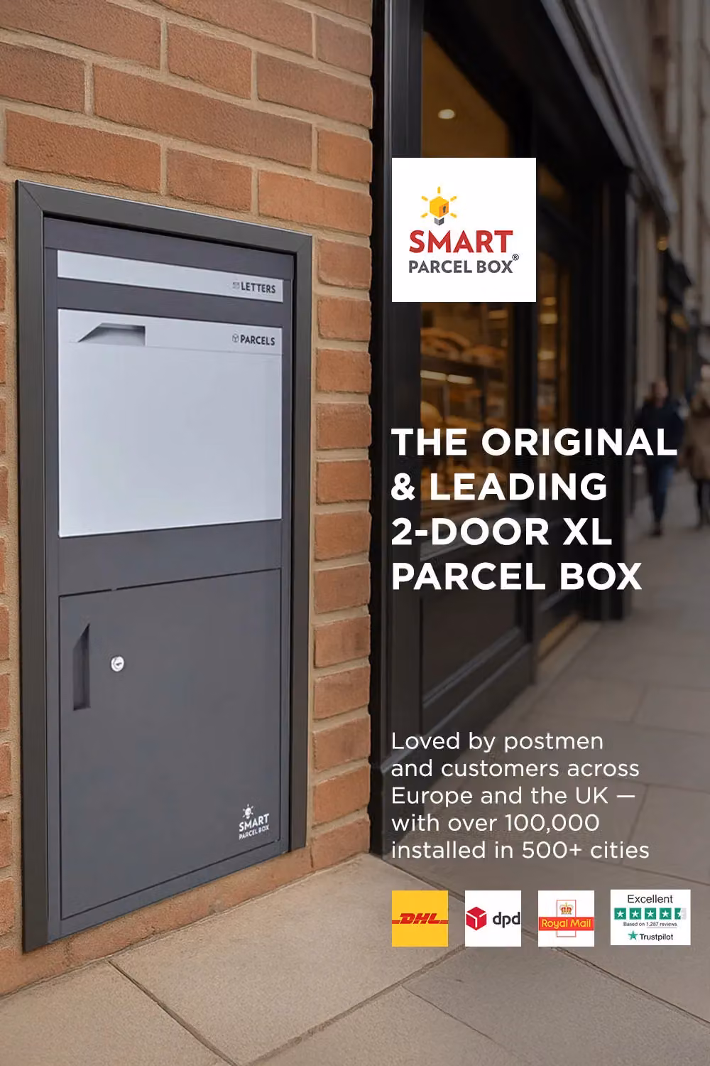 Homescapes Smart Parcel Box Extra Large Wall Mounted Secure Delivery Box in Grey Steel – 2