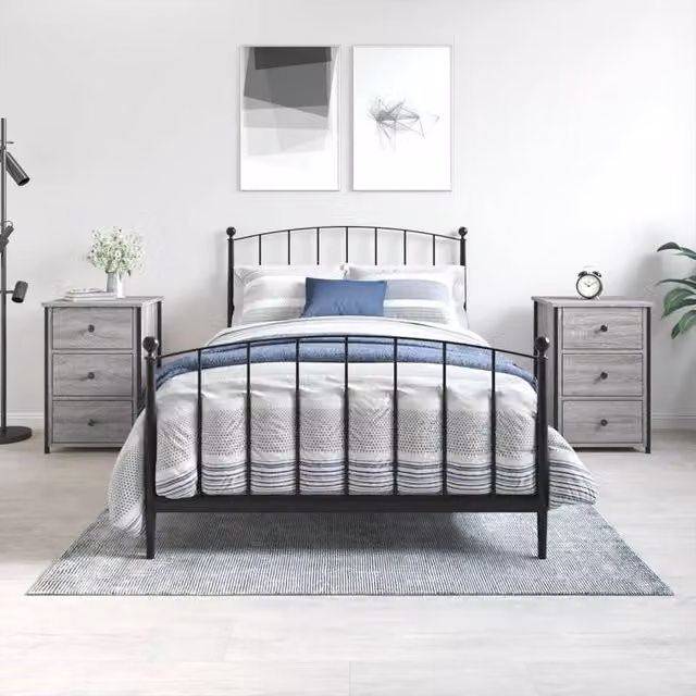Berkfield Home Set of 2 Grey Sonoma Bedside Cabinets, W/D/H: 40 x 36 x 60 cm