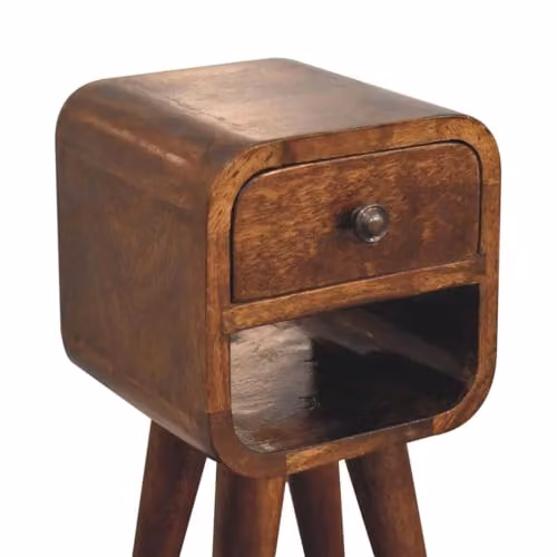 Artisan Furniture Mango Wood Extra Mini Curved Lower Bedside Table in Brown – 4