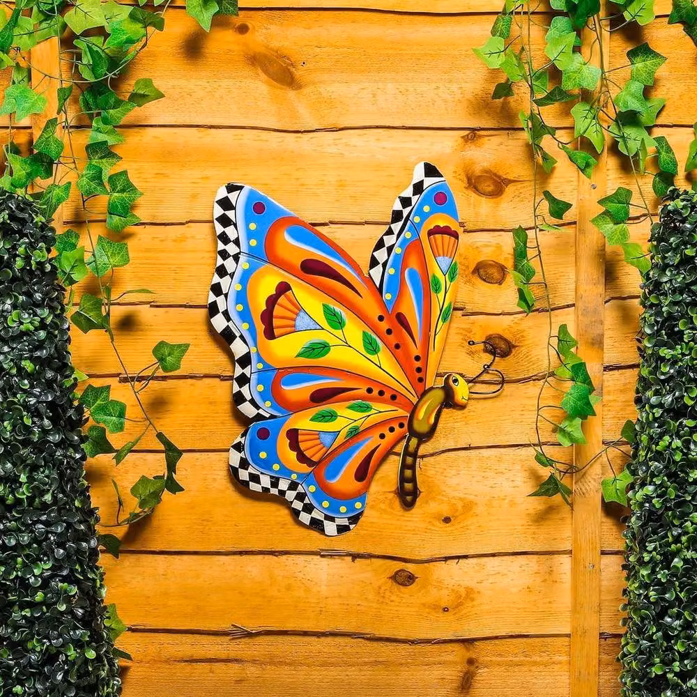 FLAVORA Multicolour Metal Butterfly Wall Art Garden Ornament W: 100 cm, H: 60 cm – 2