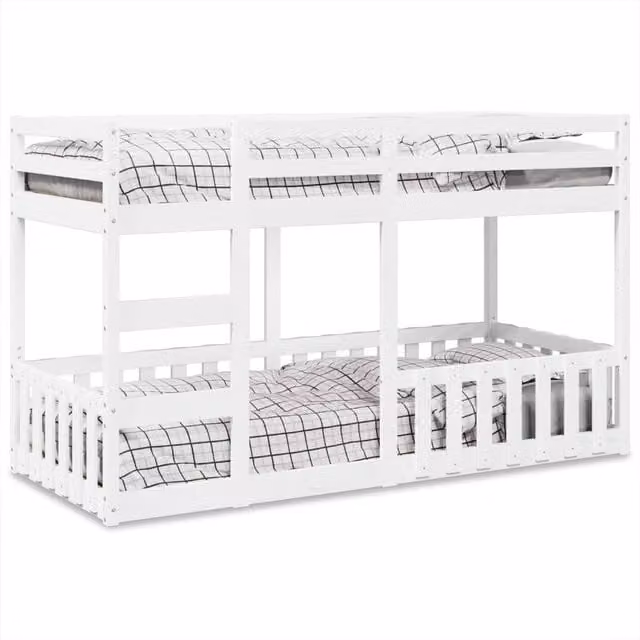 Berkfield Home White Solid Wood Pine Bunk Bed W/D/H: 80 x 200 cm