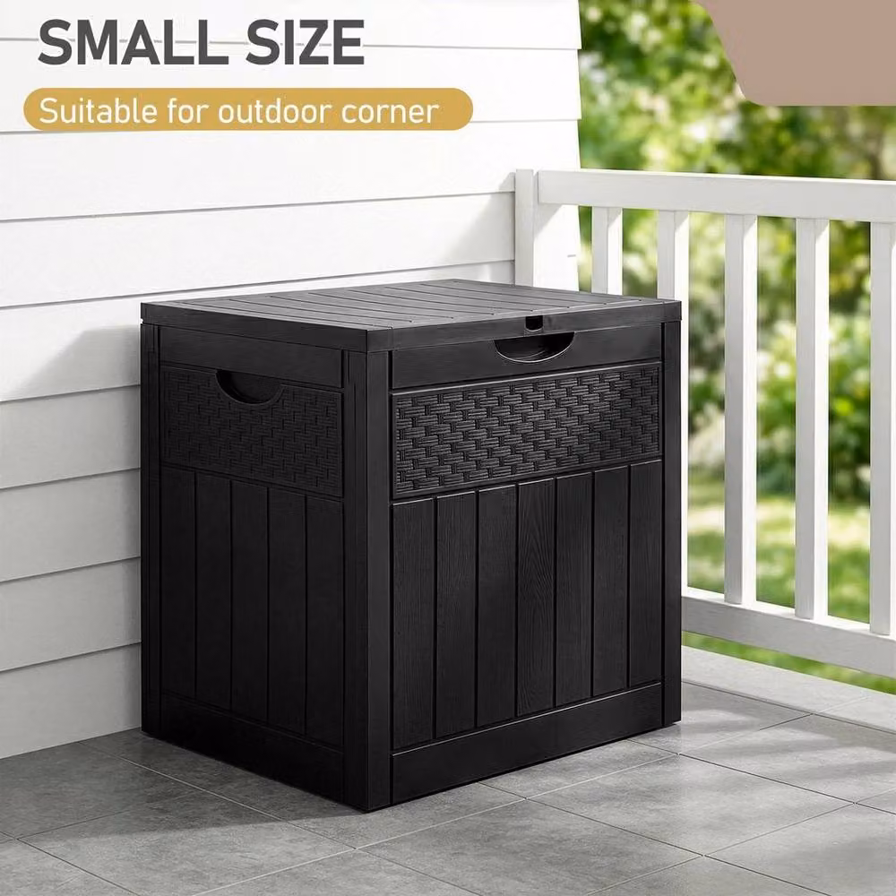 FLAVORA 126L Lockable Weatherproof Plastic Storage Box in Black – 6