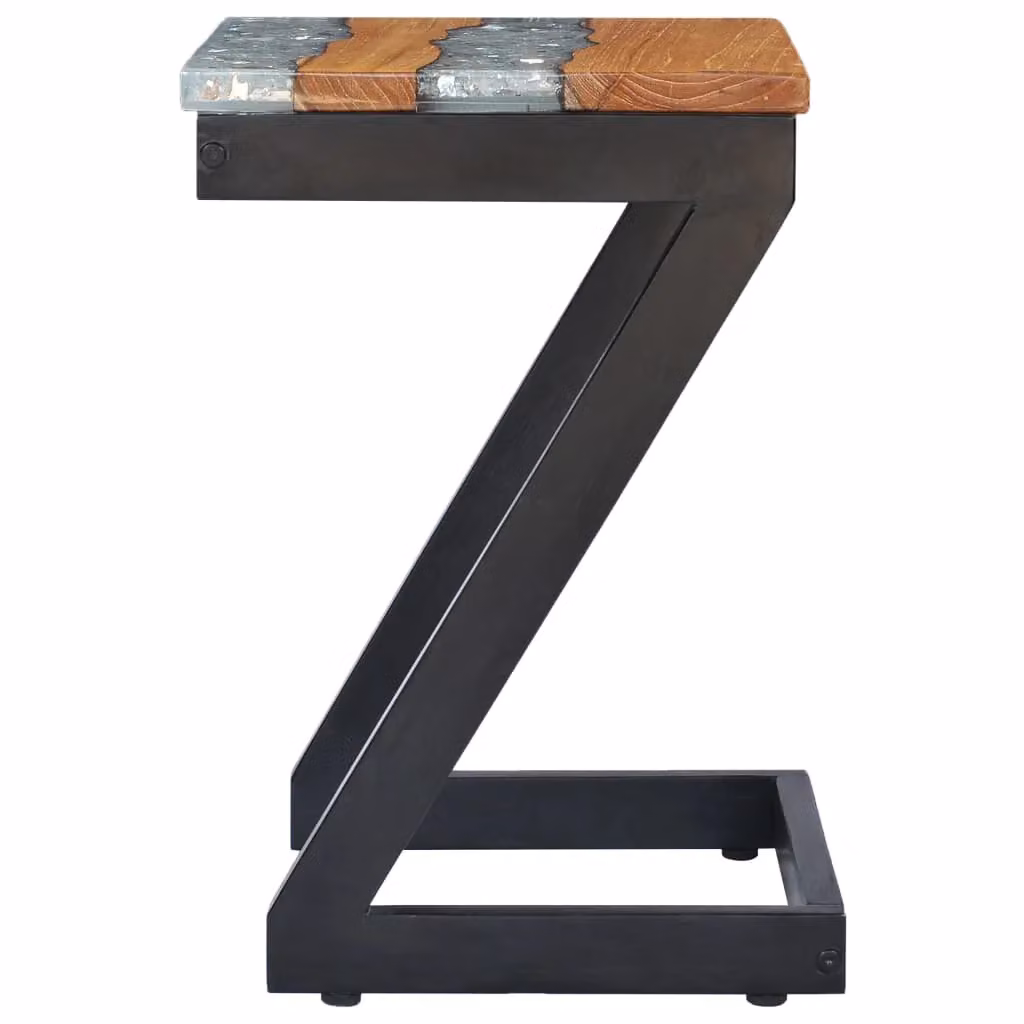 Berkfield Home Square Coffee Table in Solid Teak Wood and Polyresin, W/D/H: 30 x 30 x 50 cm – 3