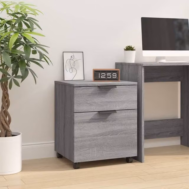 Berkfield Home Mobile File Cabinet in Grey Sonoma with Castors, W: 45 cm, D: 38 cm, H: 54 cm – 1