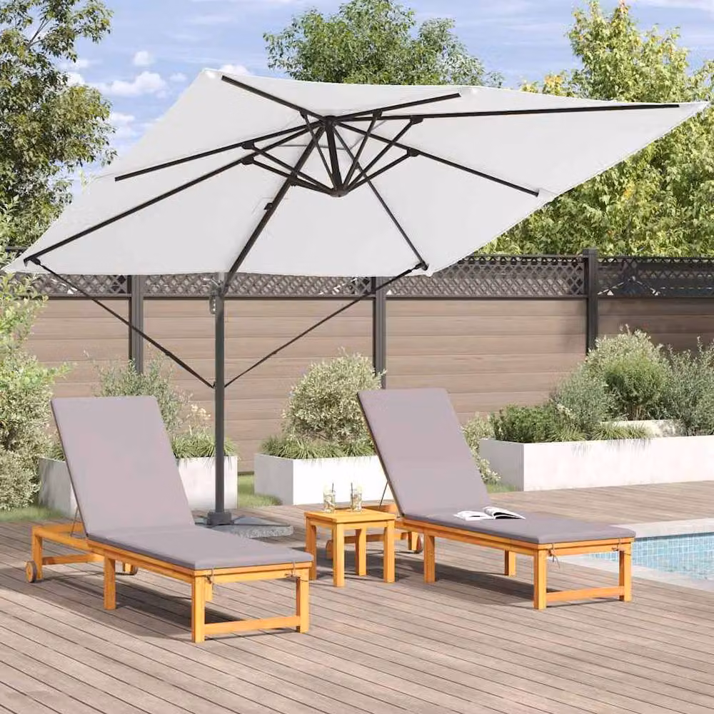 Berkfield Home Roma Cantilever Parasol in Sand Beige Aluminium, W/D/H: 285 x 285 x 265 cm – 2