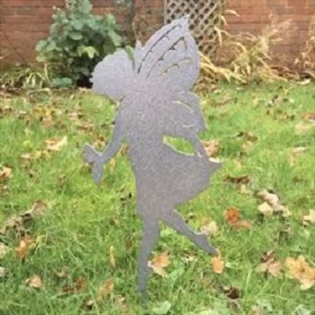 Poppyforge Large Fairy Garden Ornament in Silver Steel, W/D/H: 28 x 28 x 28 cm