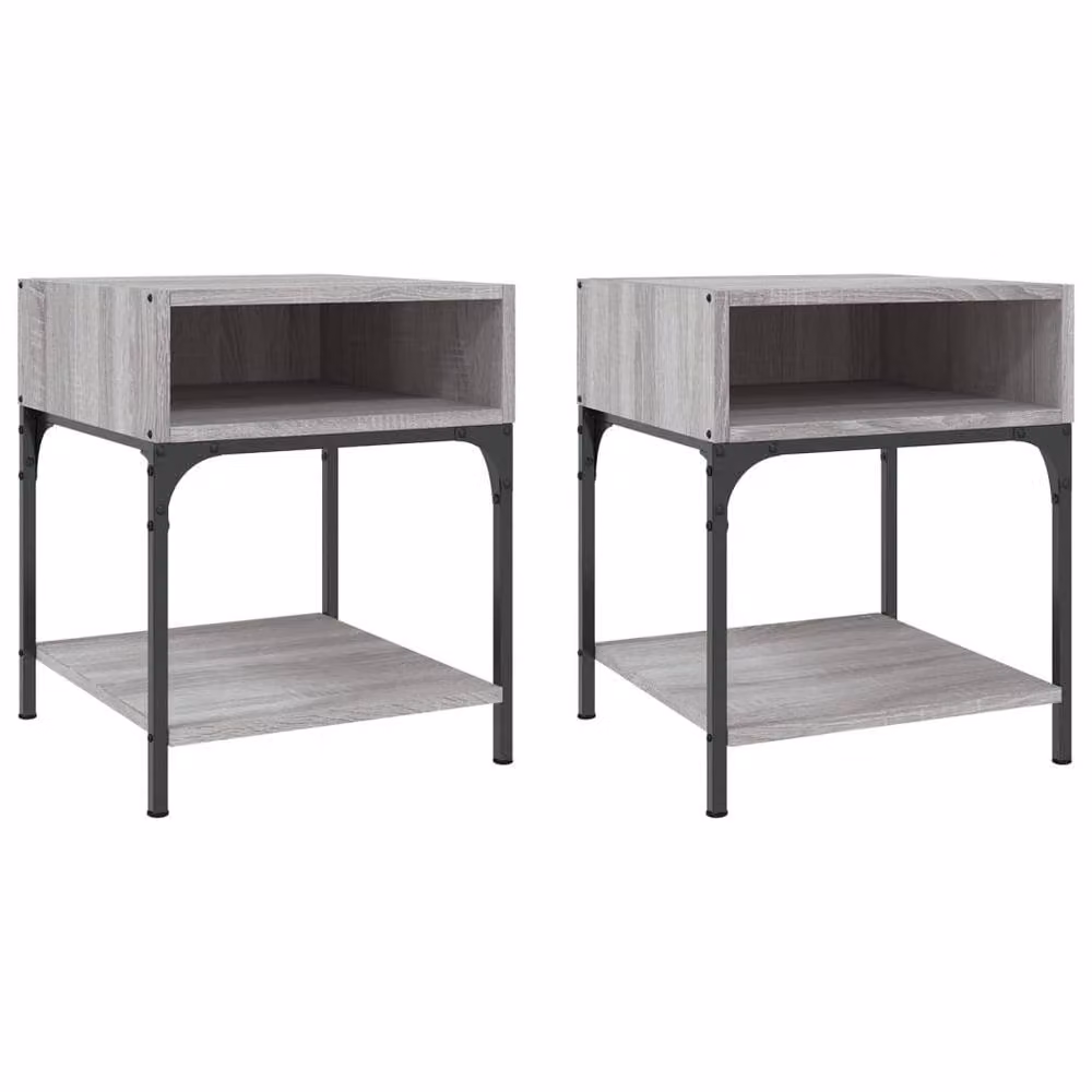 Berkfield Home Elegant Bedside Tables, 2 Piece Set in Grey, W/D/H: 40 x 41 x 50 cm – 2