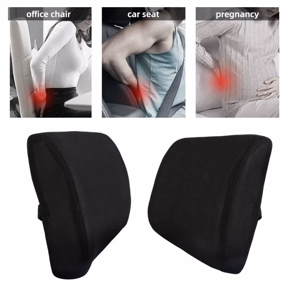 NESTLUNE Memory Foam Back Support Cushion in Black, W: 120 cm, H: 135 cm – 3