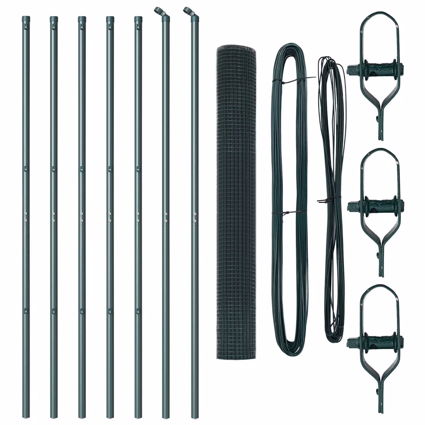 Berkfield Home Green Steel Welded Wire Fence with 7 Round In-Ground Posts, W: 120 cm, L: 10 m – 2