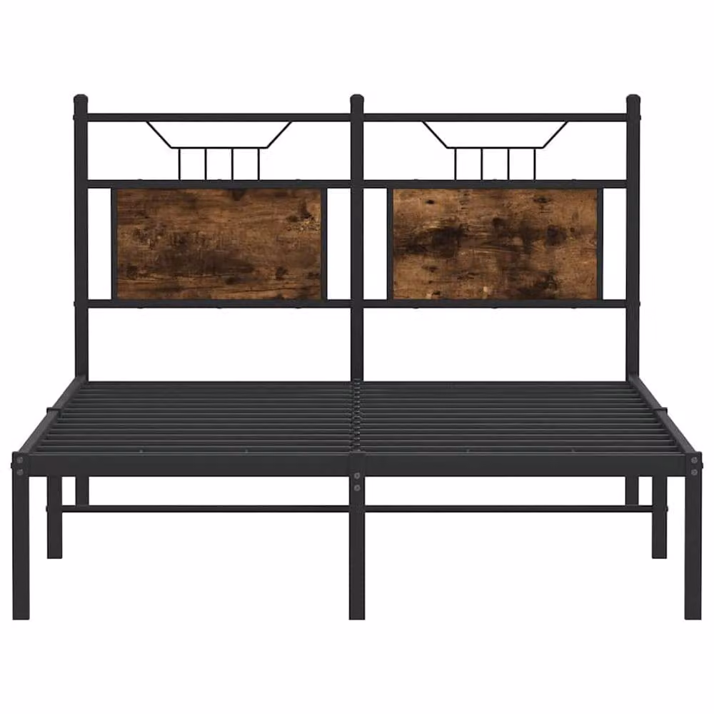 Berkfield Home Decorative Small Double Bed Frame in Smoked Oak and Brown, W/D/H: 120 x 200 cm – 3