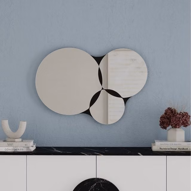 Decortie Gora Modern Design Unframed Wall Mirror in Black