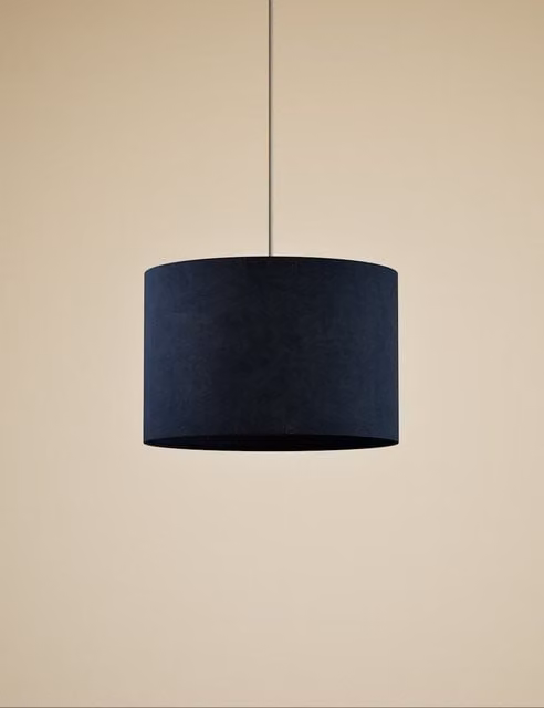 M&S Modern Navy Blue Velvet Cylinder Lamp Shade