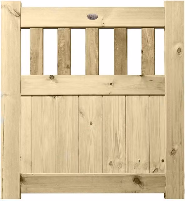 Premier Garden Supplies URBAN Interlocked Tongue Groove Pressure Treated Garden Gate with Picket Pale Top, Width: 90 cm